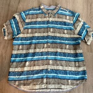 Tommy Bahama Blue and Brown Casual Button Down Shirt